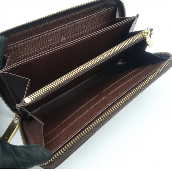 100% Authentic Louis Vuitton Zippy Brown Damier Ebene  leather Wallet - Picture 10 of 12